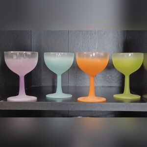 Vintage Frosted Glass Goblet Set